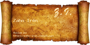 Zahn Irén névjegykártya
